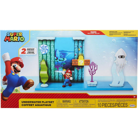 Super Mario Bros Underwater Playset Gioco con Action Figures da 6 cm Idea Regalo