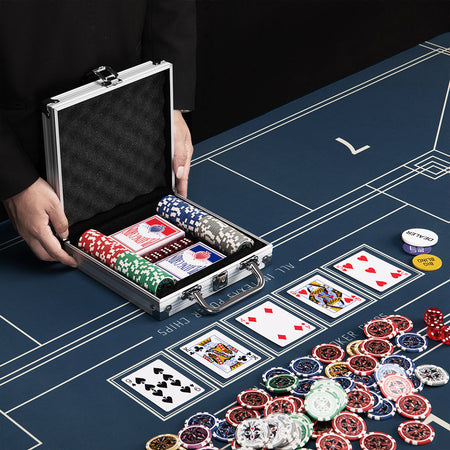 Set Valigetta Poker 100 Chip Fiches in Alluminio 2 Mazzi Texas Hold'em Blackjack