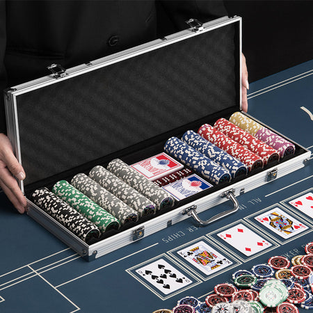 Set Valigetta Poker 500 Chip Fiches in Alluminio 2 Mazzi Texas Hold'em Blackjack