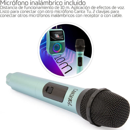 Canta Tu Karaoke PRO Verde Microfono Wireless Effetti Vocali e Display Touch
