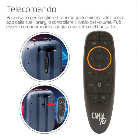 Canta Tu Karaoke PRO Blu Microfono Wireless Effetti Vocali e Display Touch