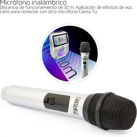 Microfono Wireless per Canta Tu Karaoke PRO Colore Argento Perfetto per i Duetti