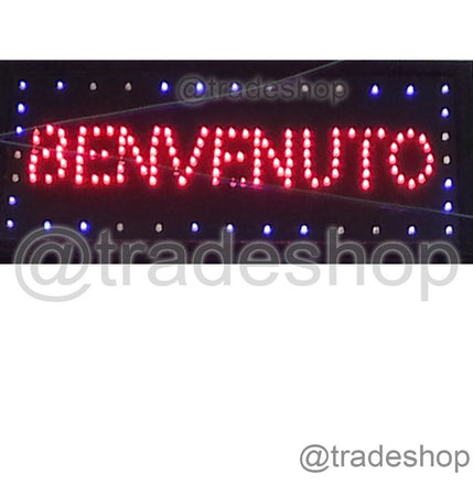 INSEGNA LUMINOSA A LED SCRITTA BENVENUTO PER BAR NEGOZI UFFICI COMMERCIO  Trade Shop italia - Napoli, Commerciovirtuoso.it