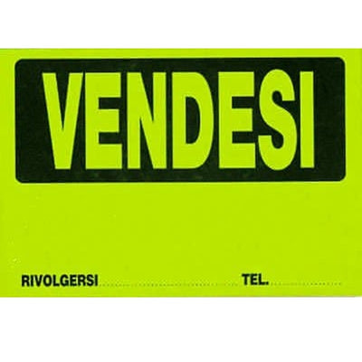 CARTELLO VENDESI PLASTIFICATO CON SCRITTA 30 X 20 CM SEGNALETICO  Trade Shop italia - Napoli, Commerciovirtuoso.it