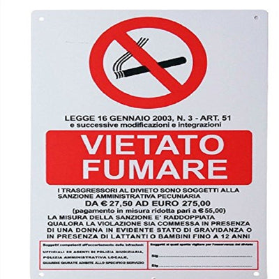 CARTELLO VIETATO FUMARE LEGGE TRASGRESSORI SEGNALETICA SICUREZZA AVVERTIMENTO  Trade Shop italia - Napoli, Commerciovirtuoso.it