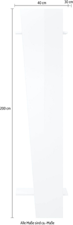 Appendiabito a parete Ping – 50x200x30 - Bianco Lucido Tecnos
