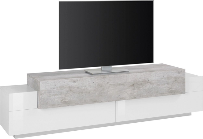 Mobile Porta TV Coro 200 – Bianco Lucido e Cemento Tecnos