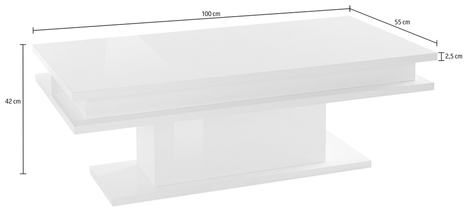 Tavolino da caffè Little Big – 100cm con LED – Bianco Lucido Tecnos