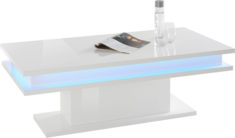 Tavolino da caffè Little Big – 100cm con LED – Bianco Lucido Tecnos