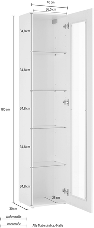 Vetrina Maruska – 1 anta – 40x180x30 – Bianco Lucido