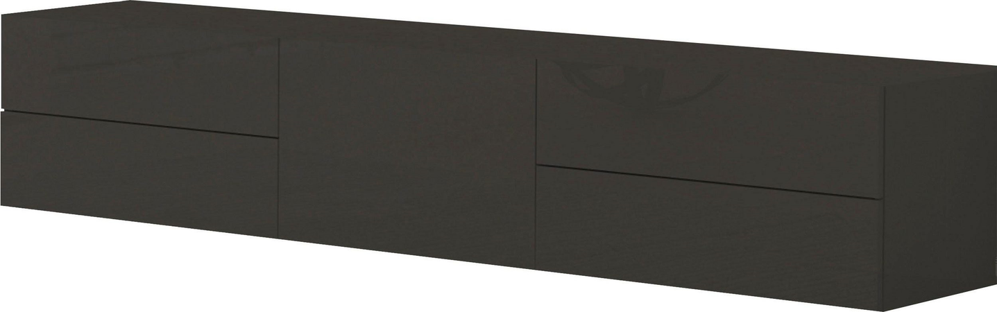Mobile Porta TV Metis 170 con piedistallo in metallo nero – 1 anta + 4 cassetti – Antracite Lucido Tecnos