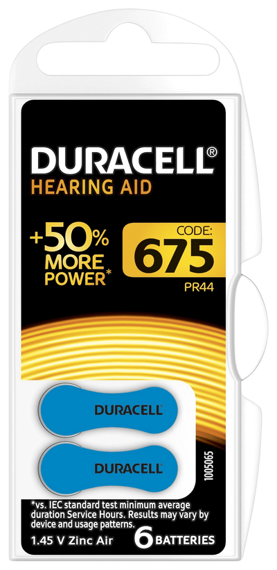Duracell batteria per apparecchi acustici 1.45 Volt Code 675 PR44 Blu