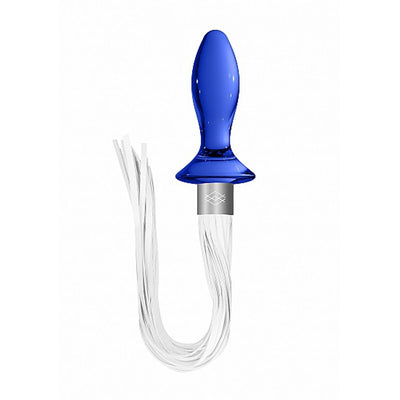 Plug Anale in Vetro Borosilicato Blu Con Frusta in Finta Pelle Bianca Salute e cura della persona/Erotismo e contraccezione/Sex toys/Dildo/Dildo anali Kondorama - Martinsicuro, Commerciovirtuoso.it