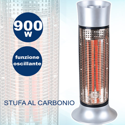 Stufa Elettrica Al Carbonio Infrarossi 900w Oscillante Calore