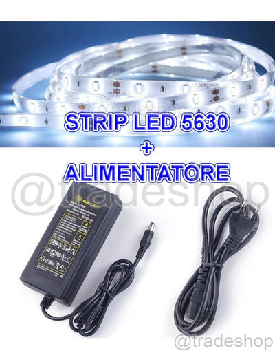 5 M STRISCIA STRIP 300 LED SMD 5630 BIANCO 5 MT IMPERMEABILE + ALIMENTATORE 5A Illuminazione/Strisce LED Trade Shop italia - Napoli, Commerciovirtuoso.it