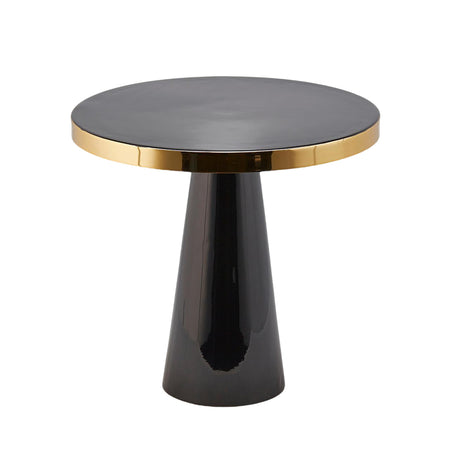 Tavolino "Charm" rotondo con base a forma di cono color nero e oro lucido da 46 cm Giardino e giardinaggio/Arredamento da giardino e accessori/Tavoli e tavolini/Tavoli standard Decor Space - Altamura, Commerciovirtuoso.it