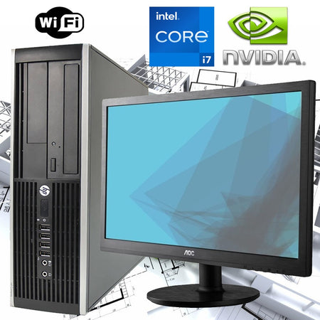 PC DA GRAFICA COMPUTER COMPLETO HP ELITE 8300 CORE i7 RAM 16GB SSD 480GB NVIDIA GEFORCE GT1030 WI-FI MONITOR 22" WIN10 PRO