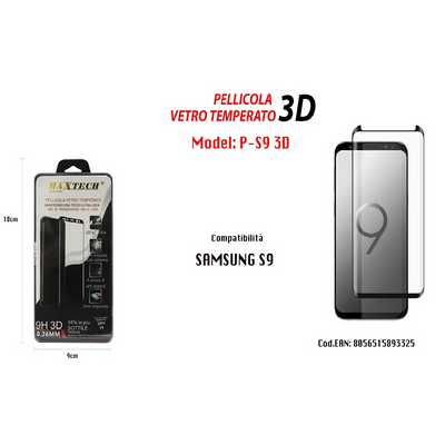 Pellicola Vetro Temperato 3d Per Samsung Galaxy S9 Antigraffio Maxtech P-s9 3d Pellicole Protettive Trade Shop italia - Napoli, Commerciovirtuoso.it