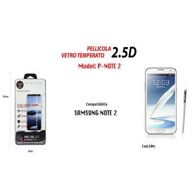 Pellicola Protettiva Vetro Temperato Per Samsung Galaxy Note 2 Maxtech P-note 2