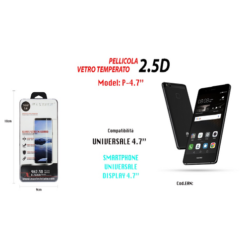 Pellicola Vetro Temperato Glass Universale Protezione Display 4,7 Maxtech P-4.7 Pellicole Protettive Trade Shop italia - Napoli, Commerciovirtuoso.it