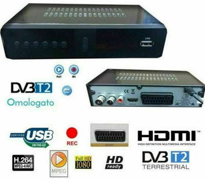 DECODER RICEVITORE DIGITALE TERRESTRE DVB-T2/T3 TV SCART HDMI 1080P REG PVR