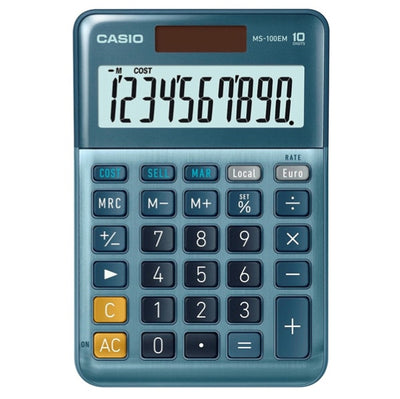 Calcolatrice da tavolo MS-100EM - 10 cifre - blu - Casio Cancelleria e prodotti per ufficio/Elettronica per ufficio/Calcolatrici/Finanziarie Eurocartuccia - Pavullo, Commerciovirtuoso.it
