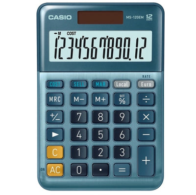 Calcolatrice da tavolo MS-120EM - 12 cifre - blu - Casio Cancelleria e prodotti per ufficio/Elettronica per ufficio/Calcolatrici/Finanziarie Eurocartuccia - Pavullo, Commerciovirtuoso.it