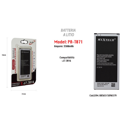Batteria A Litio Compatibile Per Samsung Galaxy J7 2016 3300mah Maxtech Pa-t071 Batterie per Cellulari Trade Shop italia - Napoli, Commerciovirtuoso.it