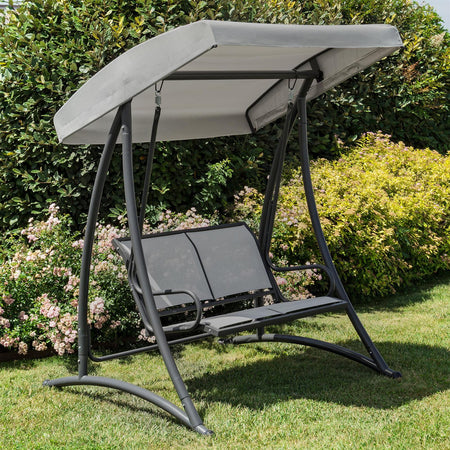 Dondolo "kian" Grigio 2 Posti Da Giardino E Veranda Seduta in Texilene Con Tettuccio Giardino e giardinaggio/Arredamento da giardino e accessori/Dondoli coperti Decor Space - Altamura, Commerciovirtuoso.it