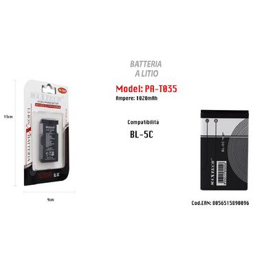 Batteria A Litio Compatibile Con Bl-5c Cellulare Smartphone Maxtech 1020mah Pa-t035 Batterie per Cellulari Trade Shop italia - Napoli, Commerciovirtuoso.it