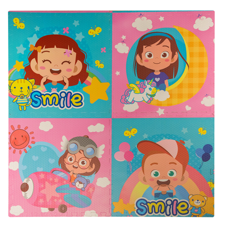 4PZ Tappeto tappetino puzzle morbido SMILE 60 x 60 x 1 cm per bambini gioco da interno Your Self