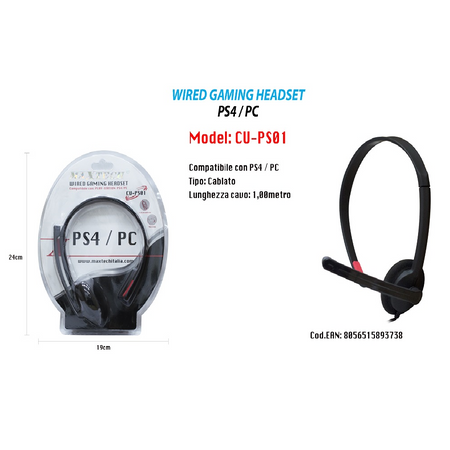 Wired Gaming Headset Compatibile Con Ps4 / Pc Microfono Cuffia Maxtech Cu-ps01 Videogiochi/PC/Accessori/Cuffie gaming Trade Shop italia - Napoli, Commerciovirtuoso.it