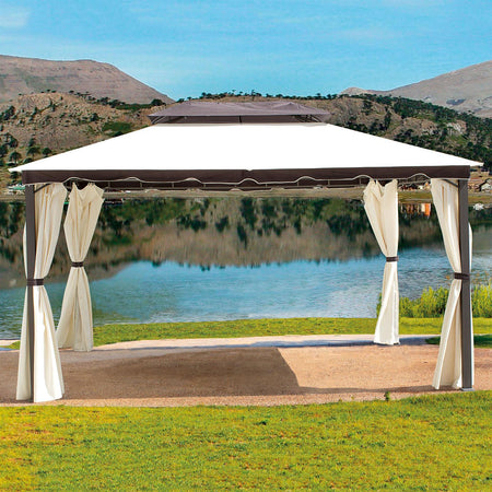 Gazebo "fenice" Beige Con Teli Laterali E Airvent Da Giardino E Veranda Giardino e giardinaggio/Arredamento da giardino e accessori/Ombrelloni tende e tettucci parasole/Gazebo Decor Space - Altamura, Commerciovirtuoso.it
