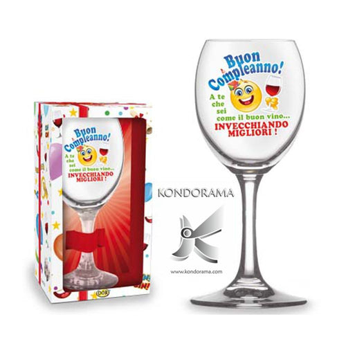 Calice Buon Compleanno Bicchiere In Vetro idea regalo calice con Stampa Casa e cucina/Stoviglie/Bicchieri e cristalli/Calici da acqua Kondorama - Martinsicuro, Commerciovirtuoso.it