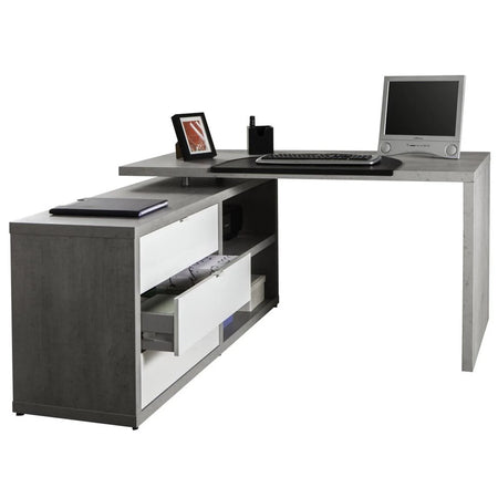 Scrivania angolare con cassettiera color cemento e bianco laccato da ufficio 150 cm "Made in Italy" Casa e cucina/Arredamento/Studio/Scrivanie e postazioni di lavoro/Scrivanie Decor Space - Altamura, Commerciovirtuoso.it