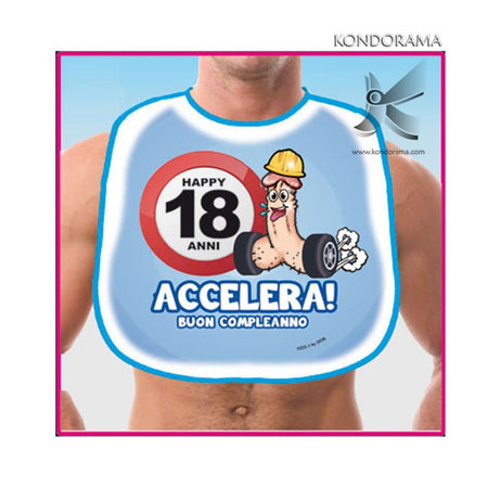Bavaglino per Festa di Compleanno Bavaglia Pisello Buon Compleanno "Happy 18 Anni Accelera!" Salute e cura della persona/Erotismo e contraccezione/Sex toys/Gadget per addio al nubilato e al celibato Kondorama - Martinsicuro, Commerciovirtuoso.it