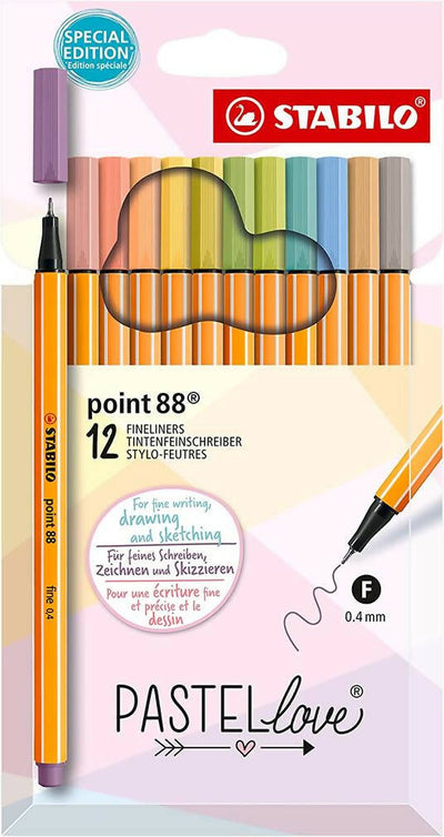 Stabilo Point 88 - Pastellove Set Astuccio Pennarelli Penne Colorati Da 12 - Colori Assortiti