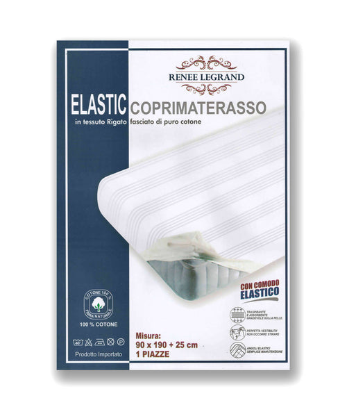 renee legrand Coprimaterasso Elastic lettino 1 piazza con angolo a elastico mis.90x190+25cm 100% puro cotone rigato Renee Legrand tessile L'Orchidea - Siderno, Commerciovirtuoso.it