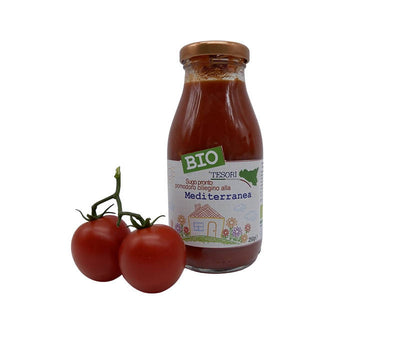 Sugo Pronto Pomodoro Ciliegino alla Mediterranea Biologico 250gr. Solo da Scaldare Salsa per Pasta sugo Tesori Di Sicilia - Nicosia, Commerciovirtuoso.it