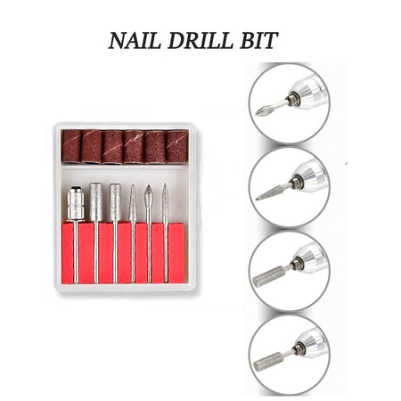 6 Punte Kit Set Fresa Fresatrice Nail Art Unghie Cilindri Abrasivi Scovolini  - commercioVirtuoso.it