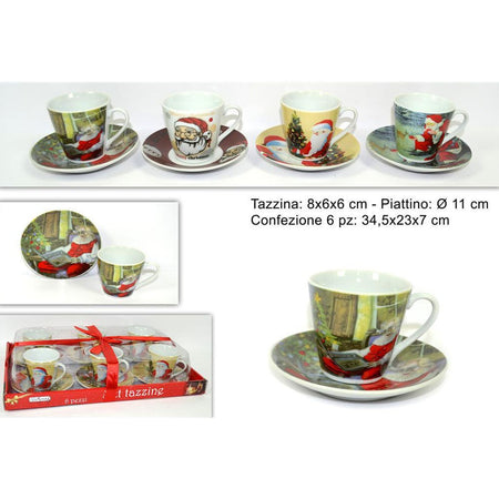 Set 6 Tazzine Tazze Caff? Con Piattini Ceramica Decorata Fantasia Natale Prodotti Natalizi Trade Shop italia - Napoli, Commerciovirtuoso.it