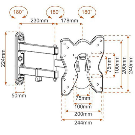 Mensola staffa porta tv 28/42" con braccio nero 451063 supporto da parete metronic a muro Elettronica/Home Cinema TV e video/Accessori/Supporti e mobili TV/Supporti da parete e da soffitto La Zappa - Altamura, Commerciovirtuoso.it