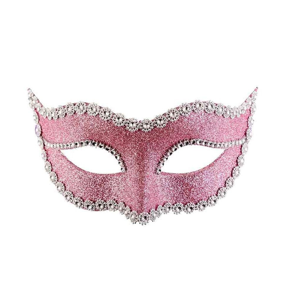 Maschera In Plastica con glitter Rosa Mascherina Rosa glitterata -  commercioVirtuoso.it