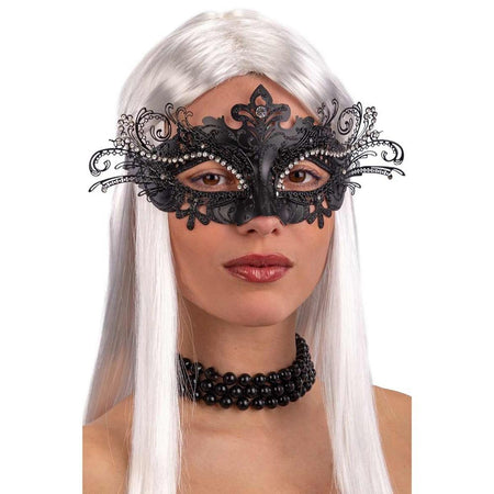 Maschera Nera In Metallo Con Strass maschera Elegante da Donna