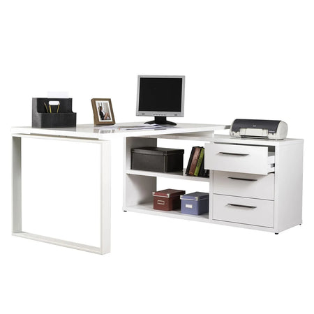 Scrivania angolare con cassettiera bianco laccato da ufficio 170 cm "Made in Italy" Casa e cucina/Arredamento/Studio/Scrivanie e postazioni di lavoro/Scrivanie Decor Space - Altamura, Commerciovirtuoso.it
