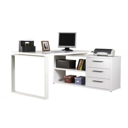 Scrivania angolare con cassettiera bianco laccato da ufficio 170 cm "Made in Italy" Casa e cucina/Arredamento/Studio/Scrivanie e postazioni di lavoro/Scrivanie Decor Space - Altamura, Commerciovirtuoso.it