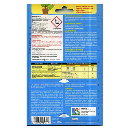 Insetticida sistemico "Bastinsect" per piante ornamentali 20 bastoncini Giardino e giardinaggio/Giardinaggio/Prodotti fitosanitari e pesticidi/Insetticidi/Insetticidi per ambienti/Vari insetti La Zappa - Altamura, Commerciovirtuoso.it