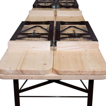 Set birreria in legno impregnato, tavolo e panche pieghevoli piedi in  metallo, per sagre e festa della birra - commercioVirtuoso.it