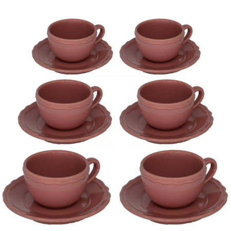 Tazzina caffe' set 6 pezzi juliet rosa antico c/piattino cmø7,5h5 Vacchetti