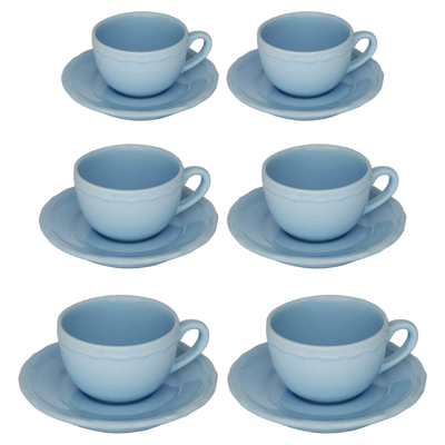 Tazzina caffe' set 6 pezzi juliet azzurro pastello c/piattino cmø7,5h5